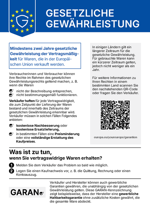 Ihre gesetzlichen Gewährleistungsrechte - EU Label
